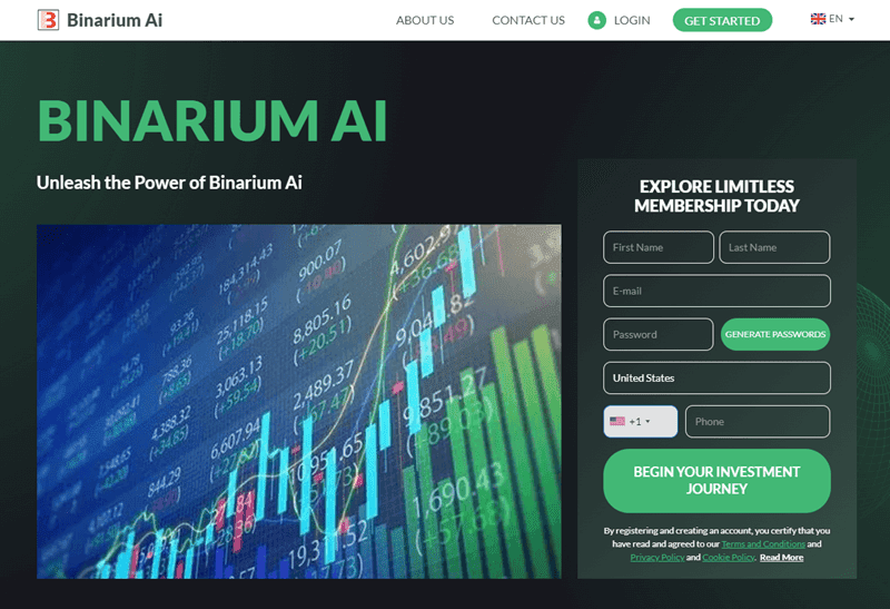 Binarium AI Homepage Screenshot