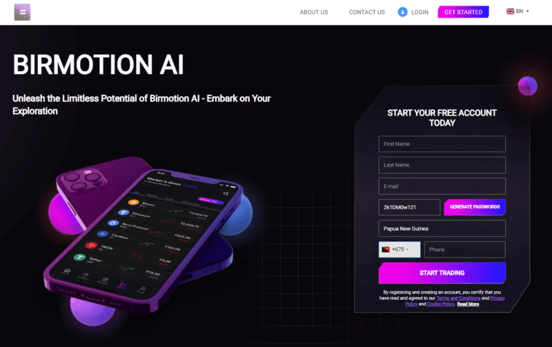 Birmotion AI Homepage Screenshot