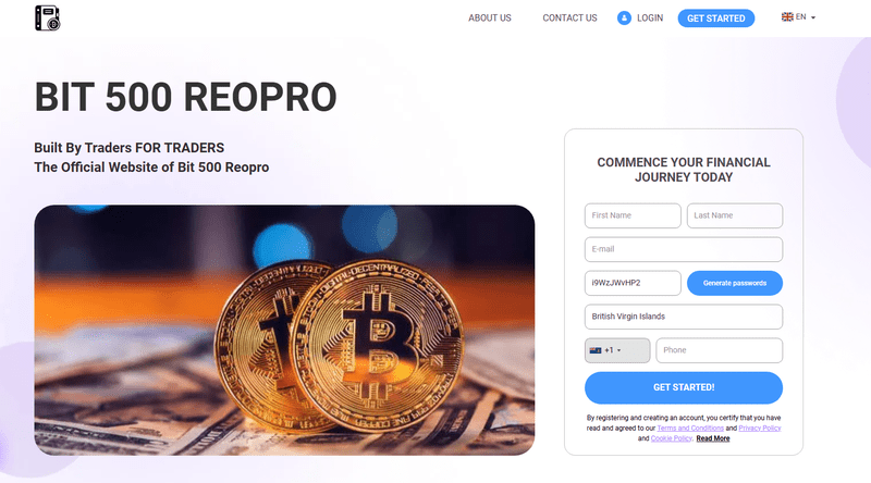 Bit 500 Reopro Homepage Screenshot