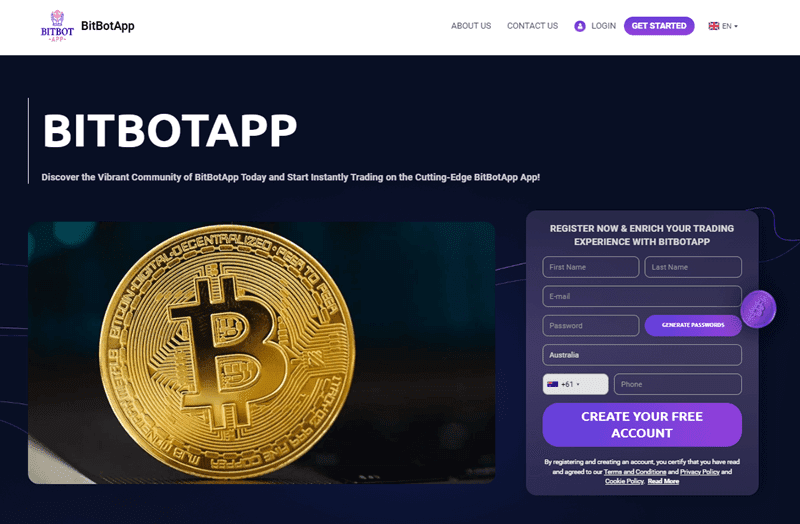 BitBotApp Homepage Screenshot