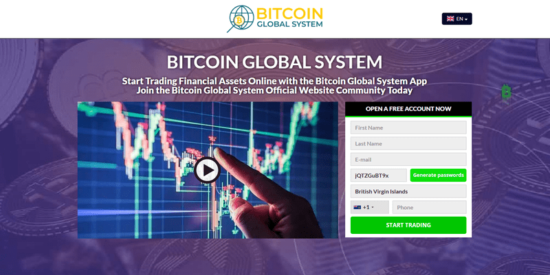 Bitcoin Global System Homepage Screenshot