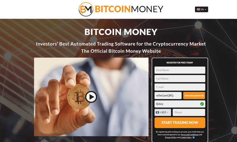 Bitcoin Money Homepage Screenshot