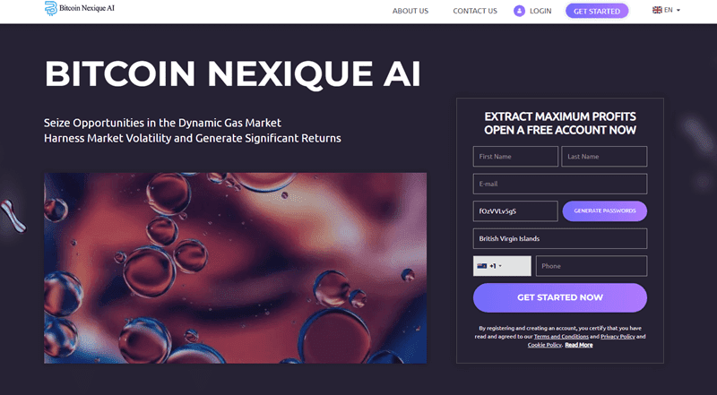 Bitcoin Nexique AI Homepage Screenshot