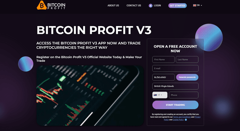 Bitcoin Profit V3 Homepage Screenshot