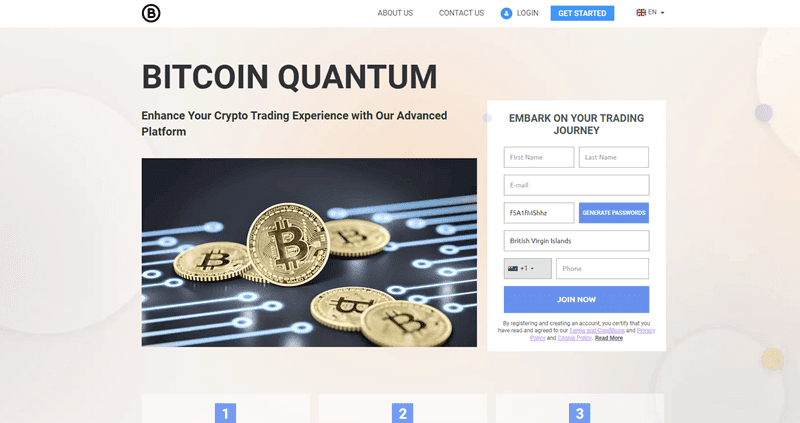 Bitcoin Quantum Homepage Screenshot