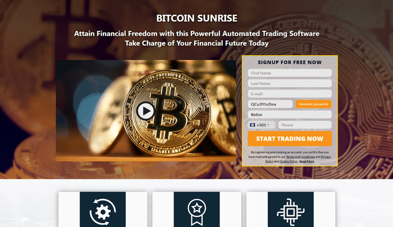 Bitcoin Sunrise Homepage Screenshot