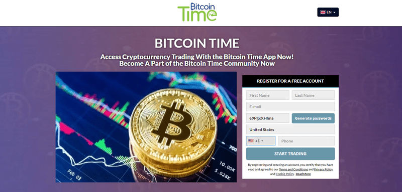 Bitcoin Time Homepage Screenshot