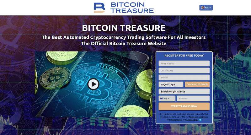 Bitcoin Treasure Homepage Screenshot