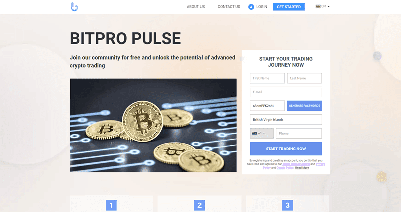 Bitpro Pulse Homepage Screenshot