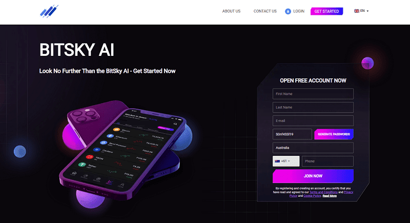 BitSky AI Homepage Screenshot