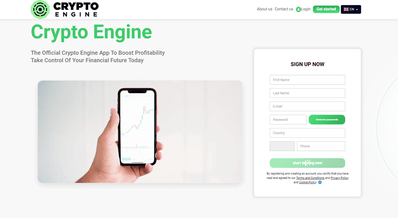 Crypto Engine Homepage Screenshot