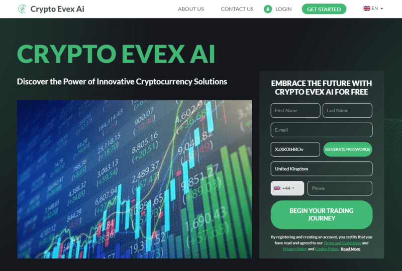 Crypto Evex AI Homepage Screenshot