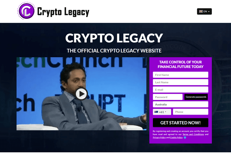 Crypto Legacy Homepage Screenshot