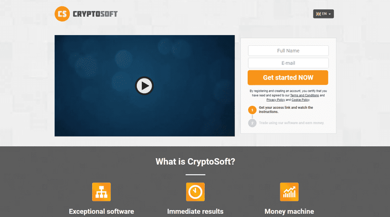 CryptoSoft Homepage Screenshot