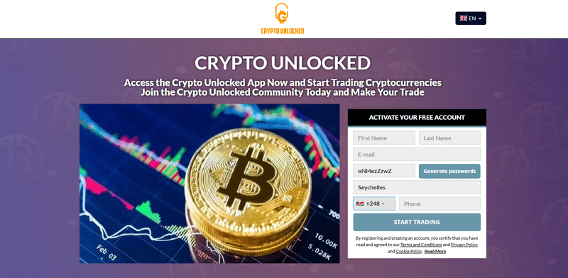 Crypto Unlocked Homepage Screenshot