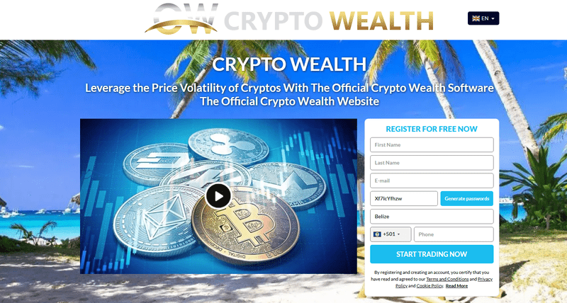 Crypto Wealth Homepage Screenshot