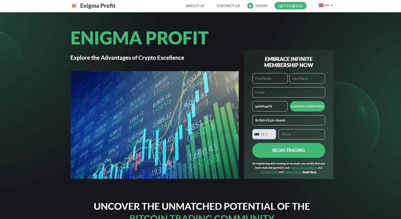 Enigma Profit Homepage Screenshot