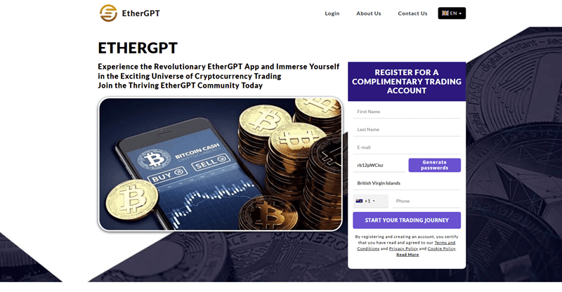 EtherGPT Homepage Screenshot