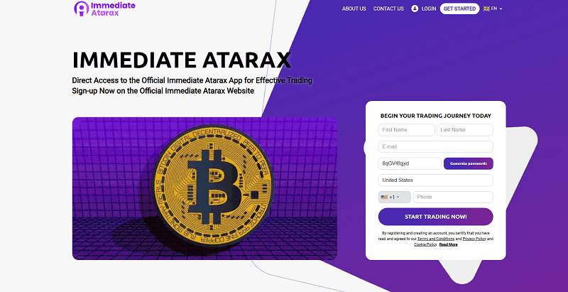 Immediate Atarax Homepage Screenshot