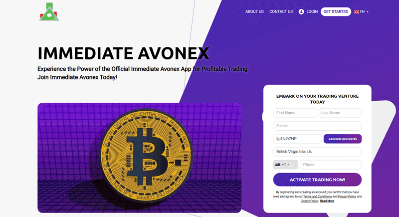 Immediate Avonex Homepage Screenshot