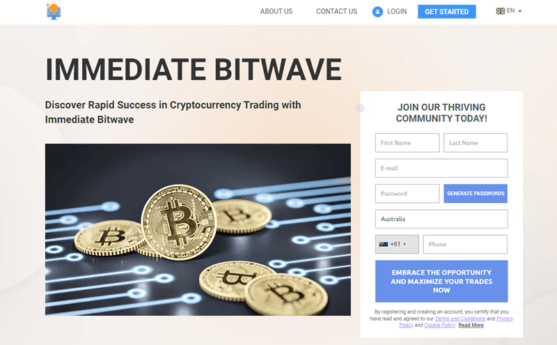 Immediate Bitwave Homepage Screenshot