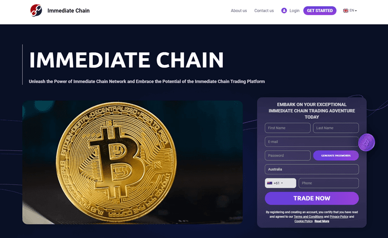 Immediate Chain Homepage Screenshot