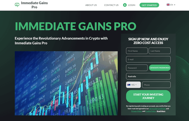 Immediate Gains Pro Homepage Screenshot