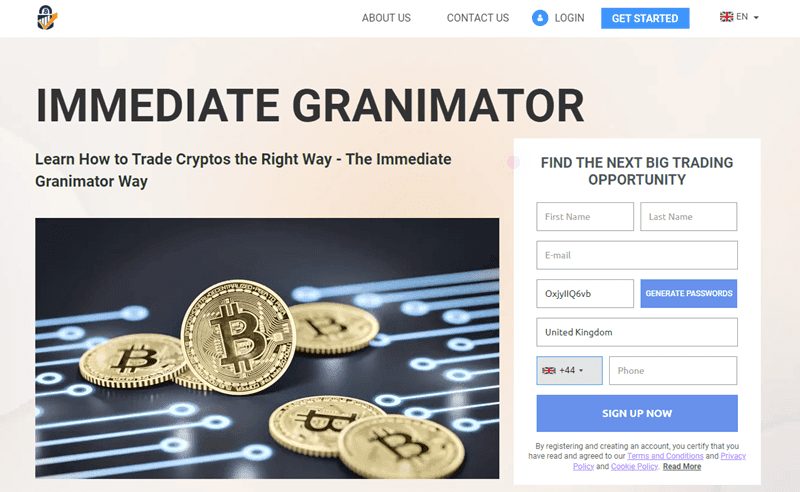 Immediate Granimator Homepage Screenshot