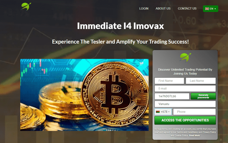 Immediate I4 Imovax Homepage Screenshot