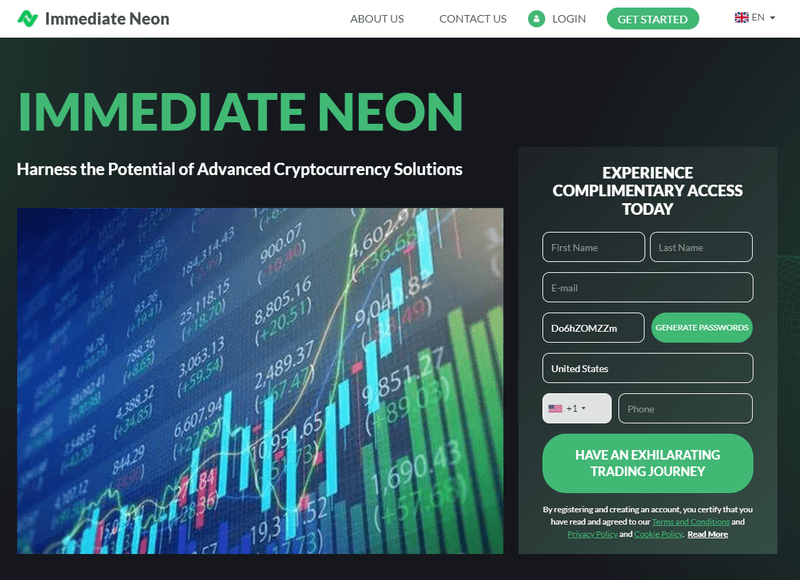 Immediate Neon Homepage Screenshot