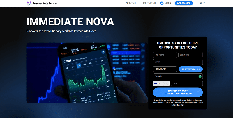 Immediate Nova Homepage Screenshot