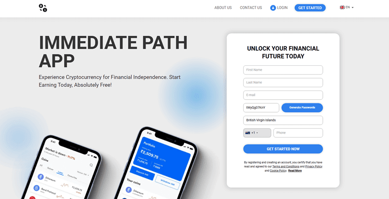 Immediate Path Homepage Screenshot