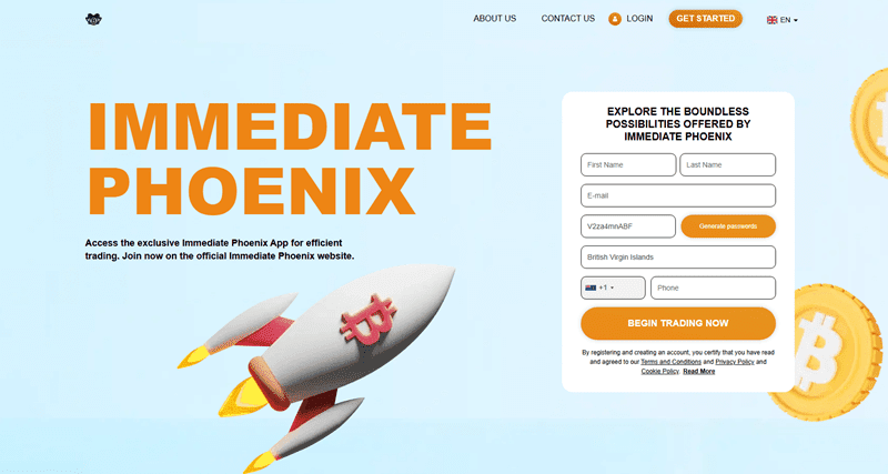 Immediate Phoenix Homepage Screenshot