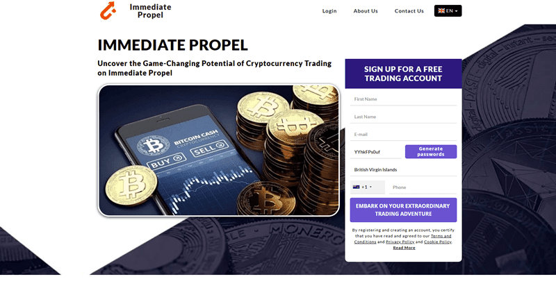 Immediate Propel Homepage Screenshot