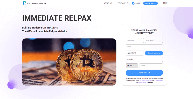 Immediate Relpax Homepage Screenshot