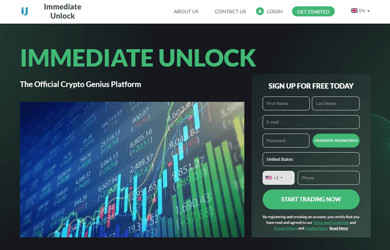 Immediate Unlock Homepage Screenshot