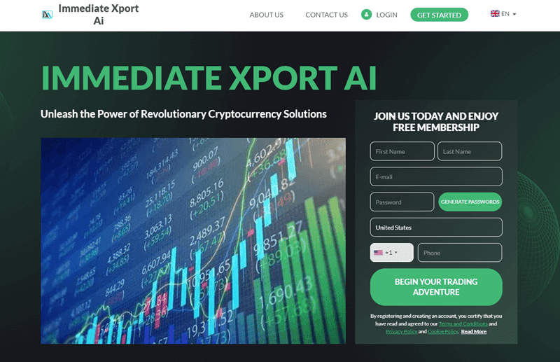 Immediate Xport Ai Homepage Screenshot