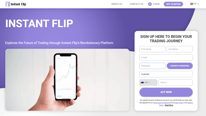 Instant Flip Homepage Screenshot