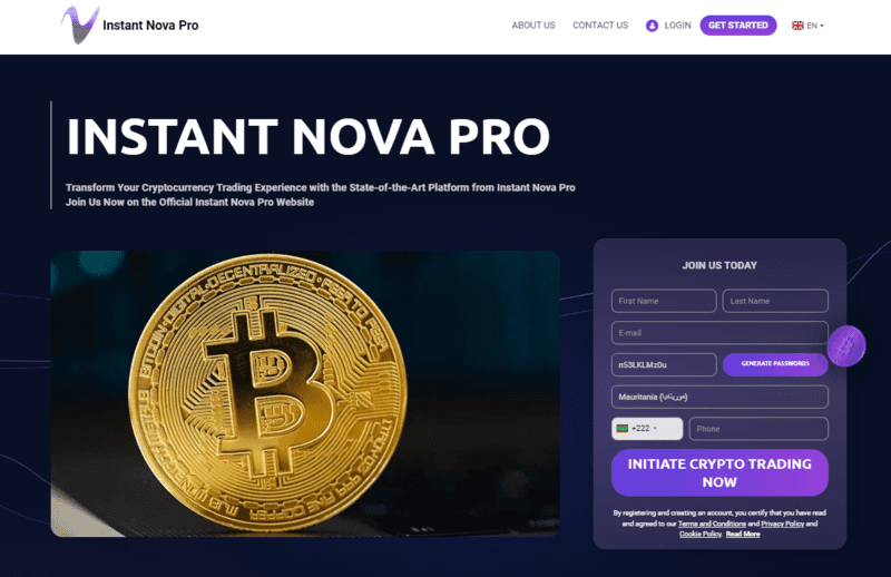 Instant Nova Pro Homepage Screenshot