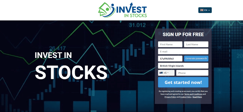 Invest In Stocks Homepage Screenshot