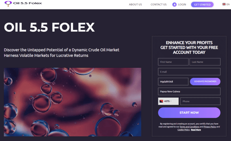 Oil 5.5 Folex Homepage Screenshot