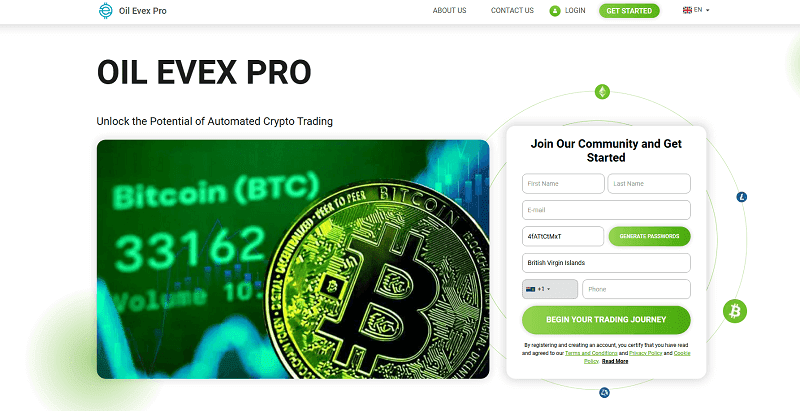 Oil Evex Pro Homepage Screenshot