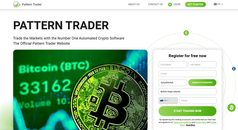 Pattern Trader Homepage Screenshot