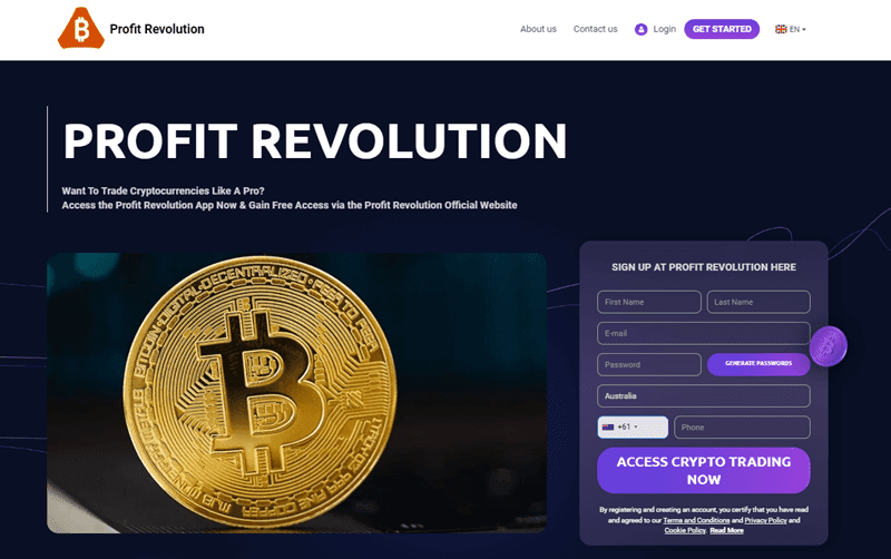 Profit Revolution Homepage Screenshot