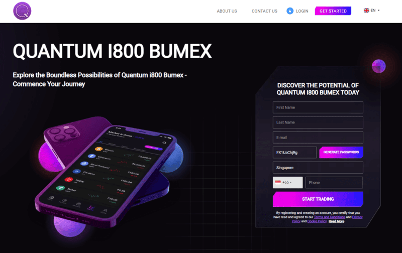 Quantum i800 Bumex Homepage Screenshot