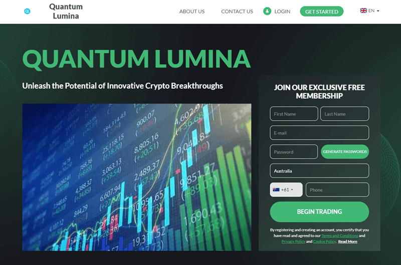 Quantum Lumina Homepage Screenshot