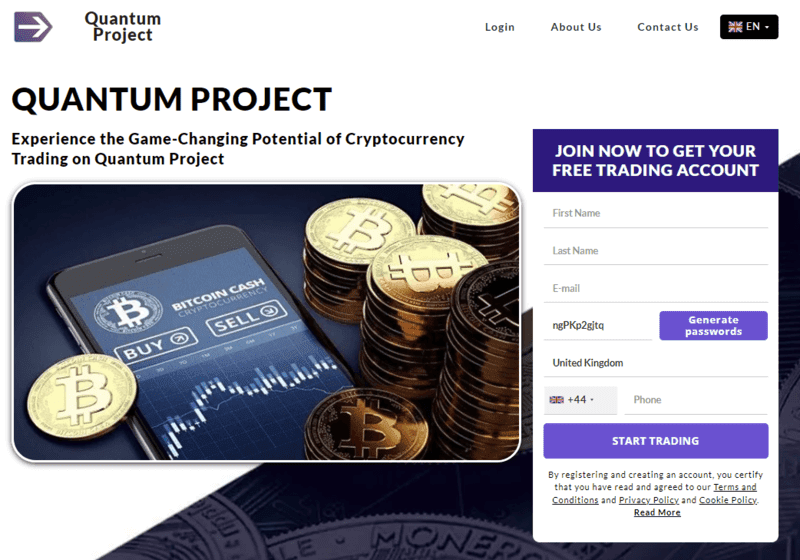 Quantum Project Homepage Screenshot