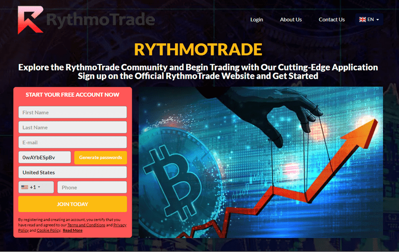 RythmoTrade Homepage Screenshot