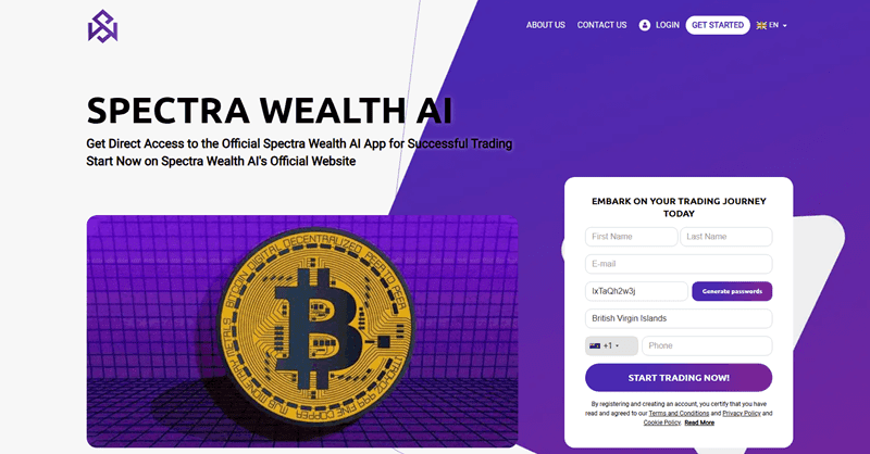 Spectra Wealth AI Homepage Screenshot