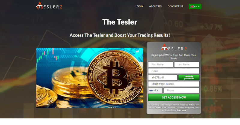 The Tesler Homepage Screenshot